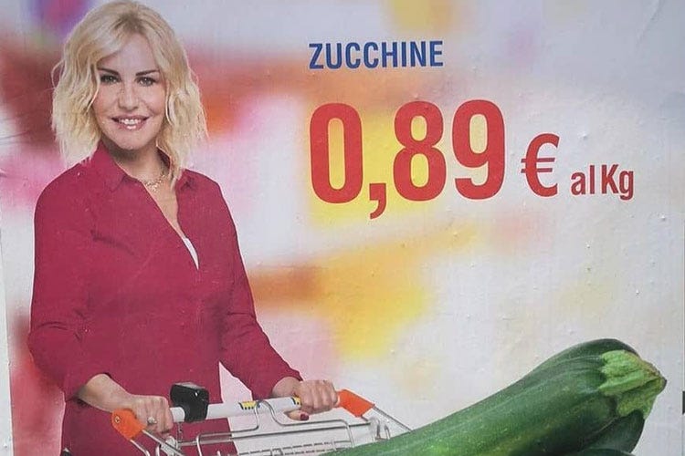 La Clerici su un cartellone pubblicitario - Deride il Made in Italy nelle réclameMa la Rai chiama di nuovo la Clerici