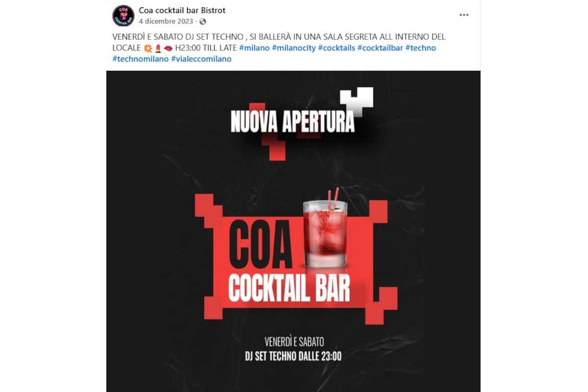 Il Coa sequestrato a Milano: si ballava senza permessi e misure di sicurezza