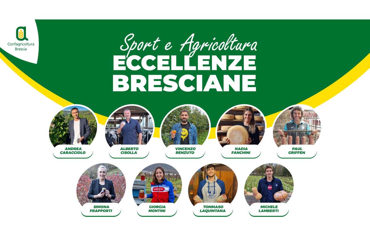 Gli sportivi che hanno aderito al progetto&nbsp; Sport e agricoltura eccellenze bresciano unite per una sana alimentazione