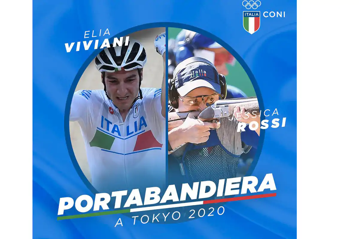 La comunicazione ufficiale del Coni (Fonte: Facebook) Elia Viviani e Jessica Rossi i portabandiera dell'Italia a Tokyo