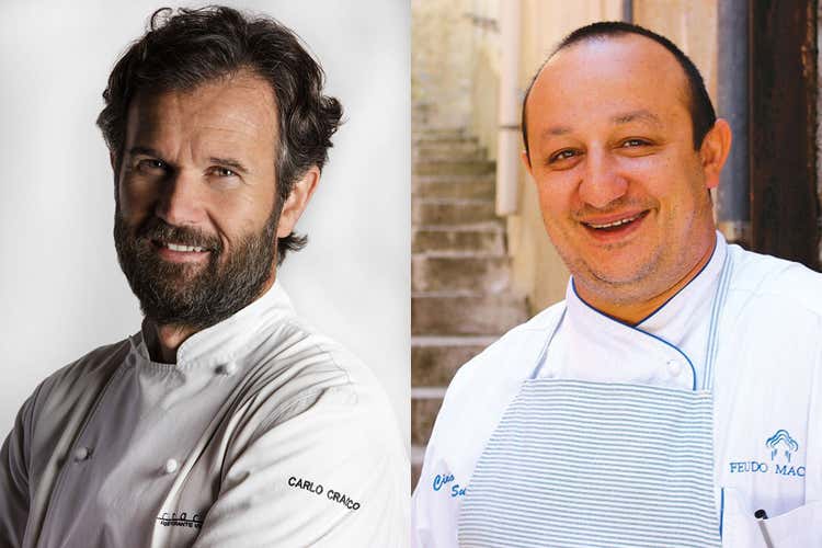 Carlo Cracco e Ciccio Sultano («Cuochi del Nord più creativi»Cracco fa infuriare Ciccio Sultano)