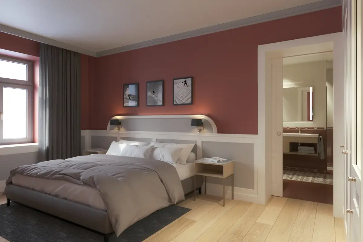 Una delle camere rinnovate&nbsp; Il nuovo look del Cresta Palace Hotel, icona Art Noveau nel cuore dell'Engadina