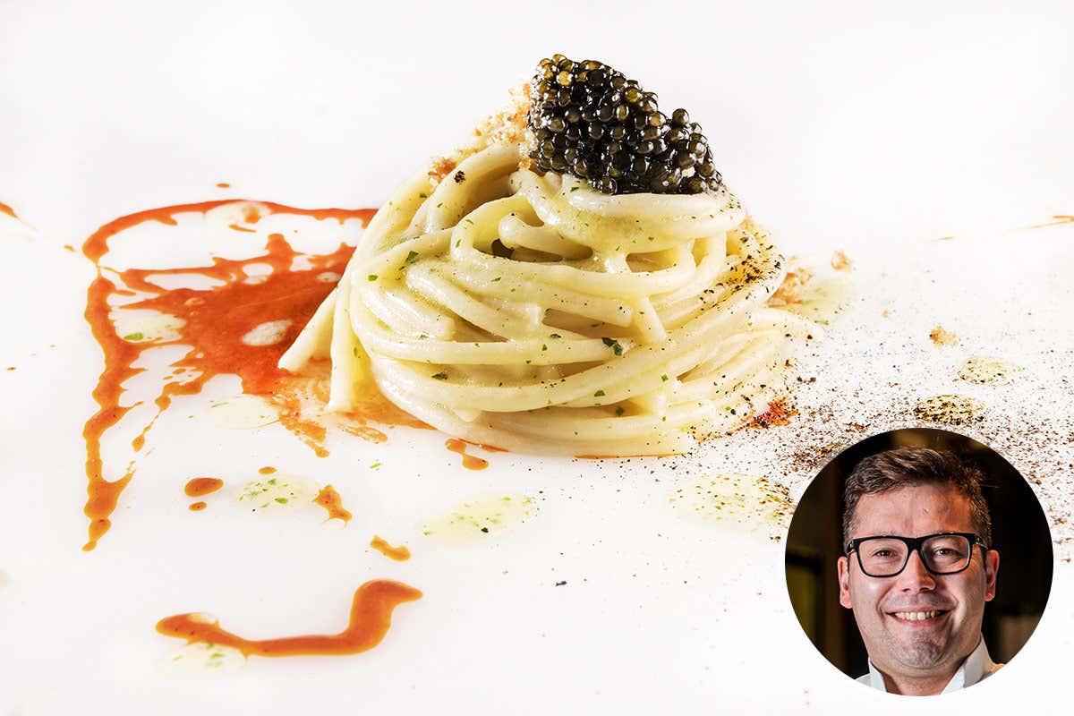 Gli spaghetti ispirati a “Miseria e Nobiltà” di chef Vincenzo Lebano, dove il Caviale Asetra porta profondità e una nota marina delicata