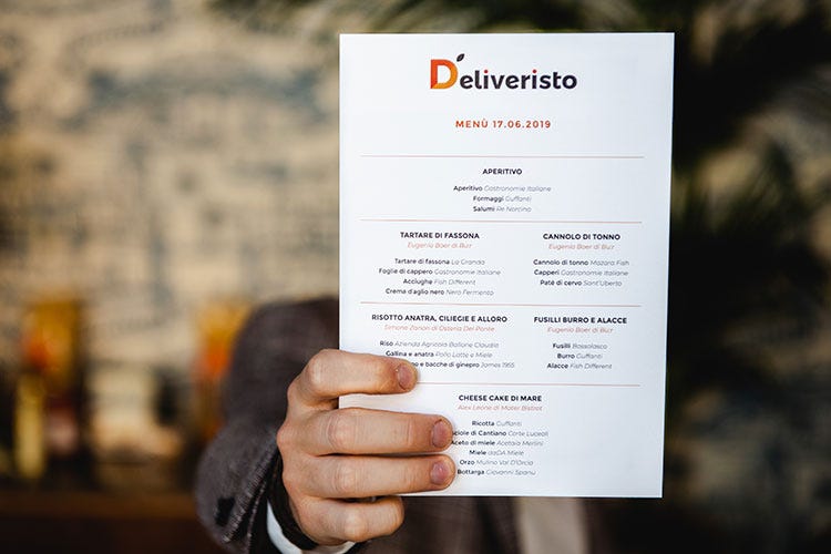 Il menu presentato all'inaugurazione (Il cuoco fa la spesa online I prodotti arrivano con Deliveristo)