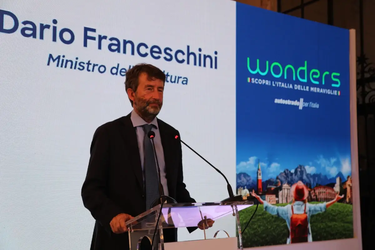 Dario Franceschini alla presentazione del progetto&nbsp; Con Wonders Autostrade racconta l'Italia delle meraviglie