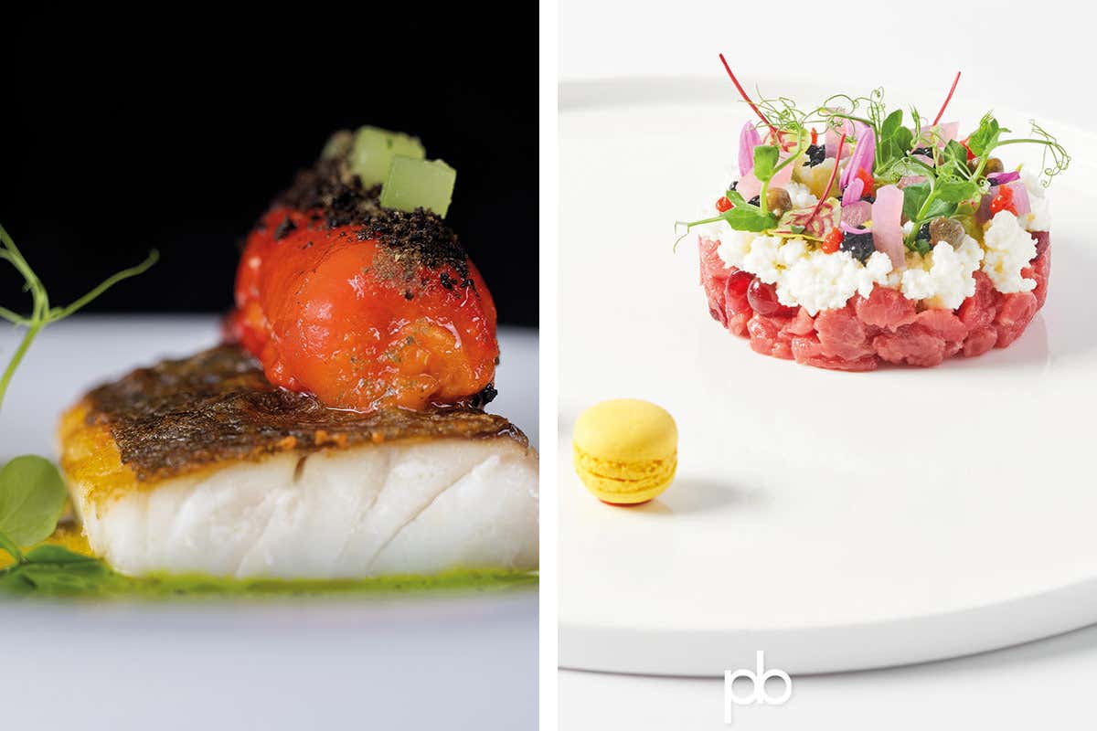 Branzino arrosto con PE-PE-RO.NE (Umberto De Martìno, Florian *, San Paolo d'Argon, Bg) Battuta di Garronese veneta con albume cotto la vapore, capperi e caviale (Peter Brunel, Peter Brunel ristorante *, Arco, Tn) L'Italia del calcio di Mancini va sulle stelle. [Ecco come la celebrano gli stellati]