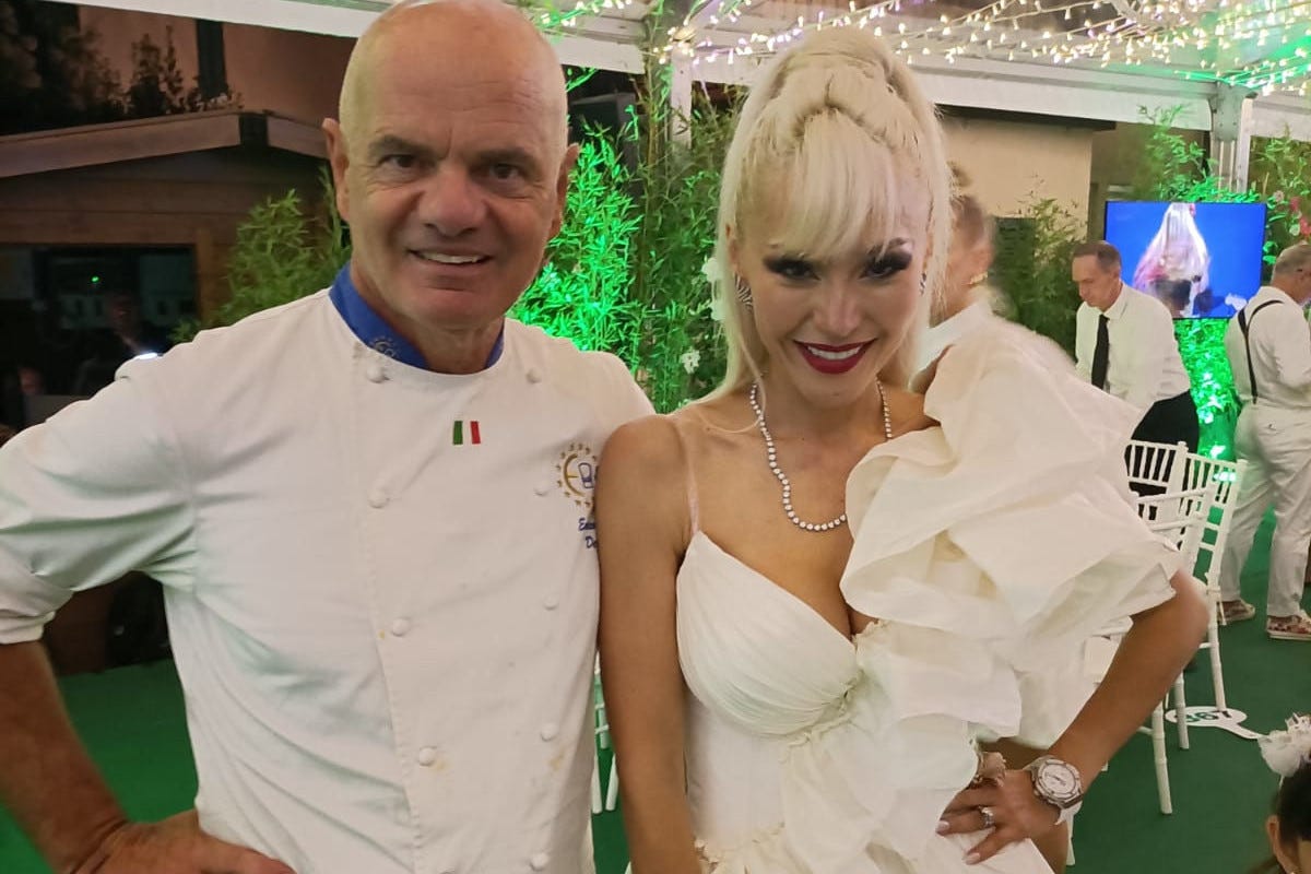 Derflingher con Lilian Gorbachinsky I cuochi di Euro-Toques a casa di Andrea Bocelli: 500 ospiti per far del bene