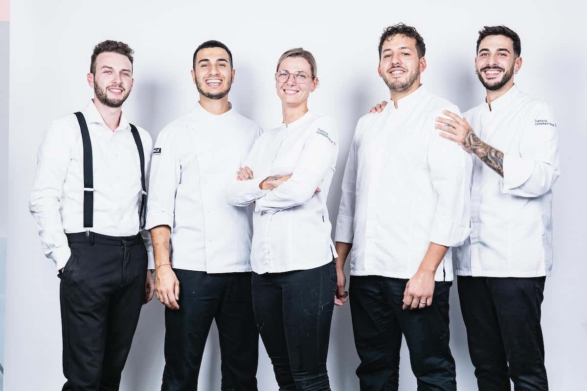 I Big Five che gestiscono Trattoria Contemporanea, Elena Orizio, Andrea Noto, Davide Marzullo, Christian Malatacca e Mattia Piotto