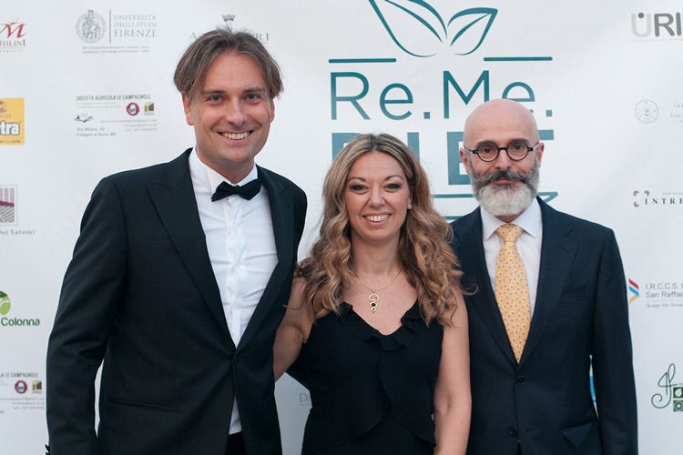 Francesco Trevisani, Arianna Bettiga e Andrea Salonia (Da Vittorio, cena benefica per sostenere la dieta Mediterranea)