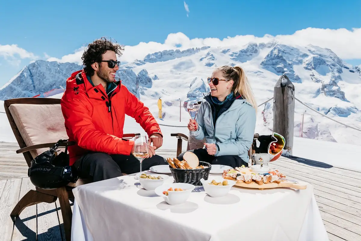 Arabba, pranzo in rifugio Arabba, tempio dello sci sulla Marmolada