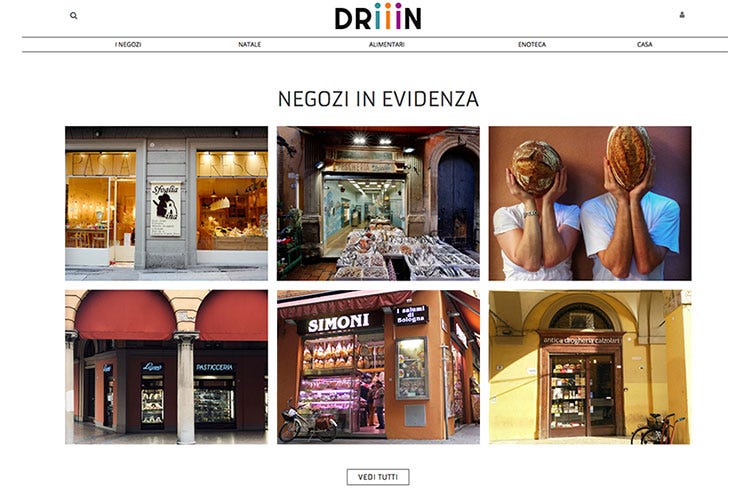L'home page di Driiin - Driiin, le botteghe storiche online Da Bologna il network di prossimità