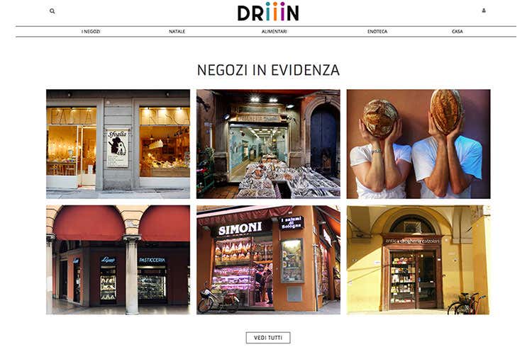 L'home page di Driiin - Driiin, le botteghe storiche online Da Bologna il network di prossimit&agrave;