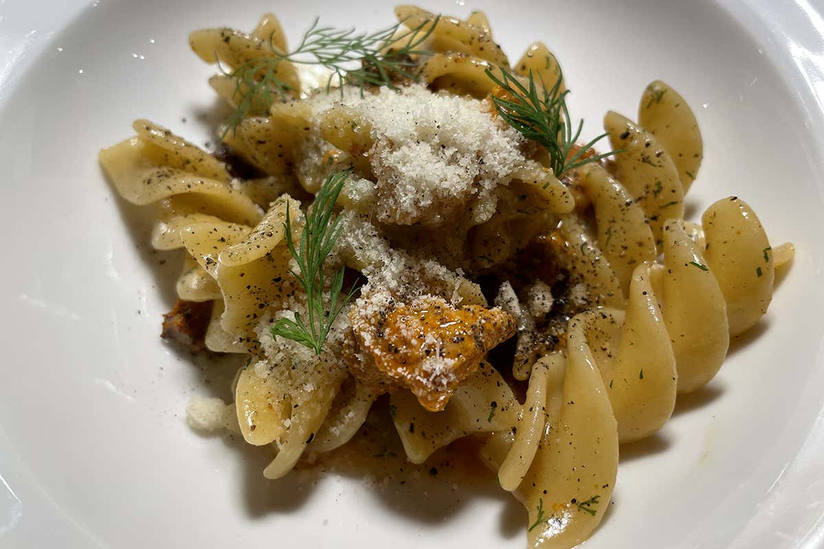 Eliche cacio&pepe con i ricci di mare A Borgo Petroro colpisce subito la cucina di Oliver Glowig