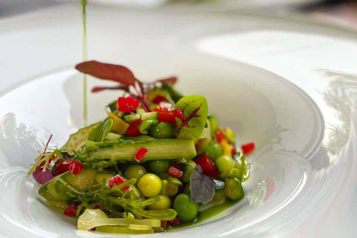 Estratto di gazpacho e verdure dell’orto