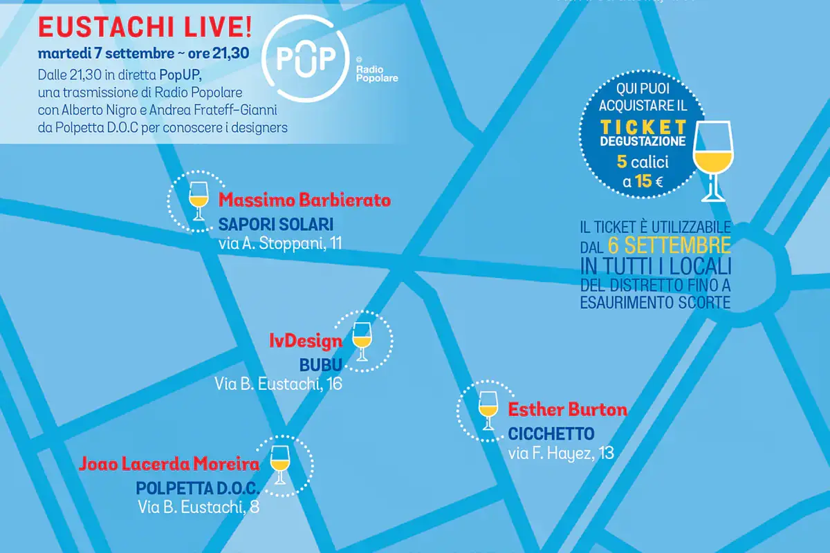 Vino e sostenibilit&agrave; in via Eustachi Arte, design e cibo: ecco gli eventi da non perdere durante la Design Week di Milano
