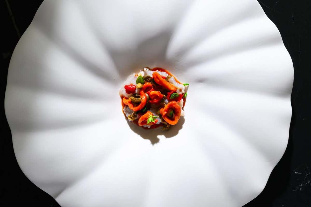 Harry's Piccolo Porec: Scampo, gamberi affumicati, ajvar, capperi, olive taggiasche