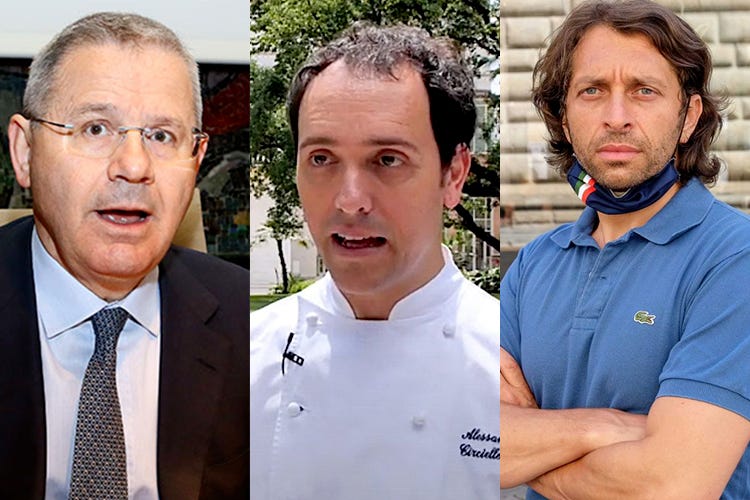 Lino Stoppani, Alessandro Circiello e Pasquale Naccari - Weekend rossi? Fipe e Federcuochi: «Non c'è pace per i ristoranti»