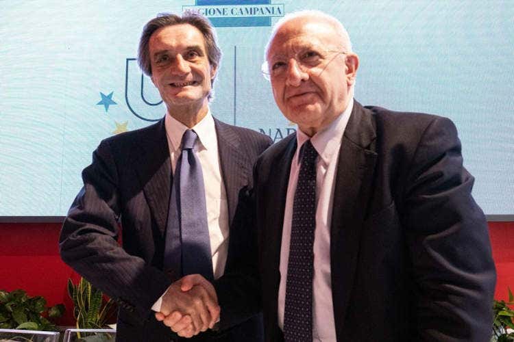 Attilio Fontana e Vincenzo De Luca - Fontana: &laquo;Ho la coscienza a posto&raquo; Stanco di critiche, torna prudente