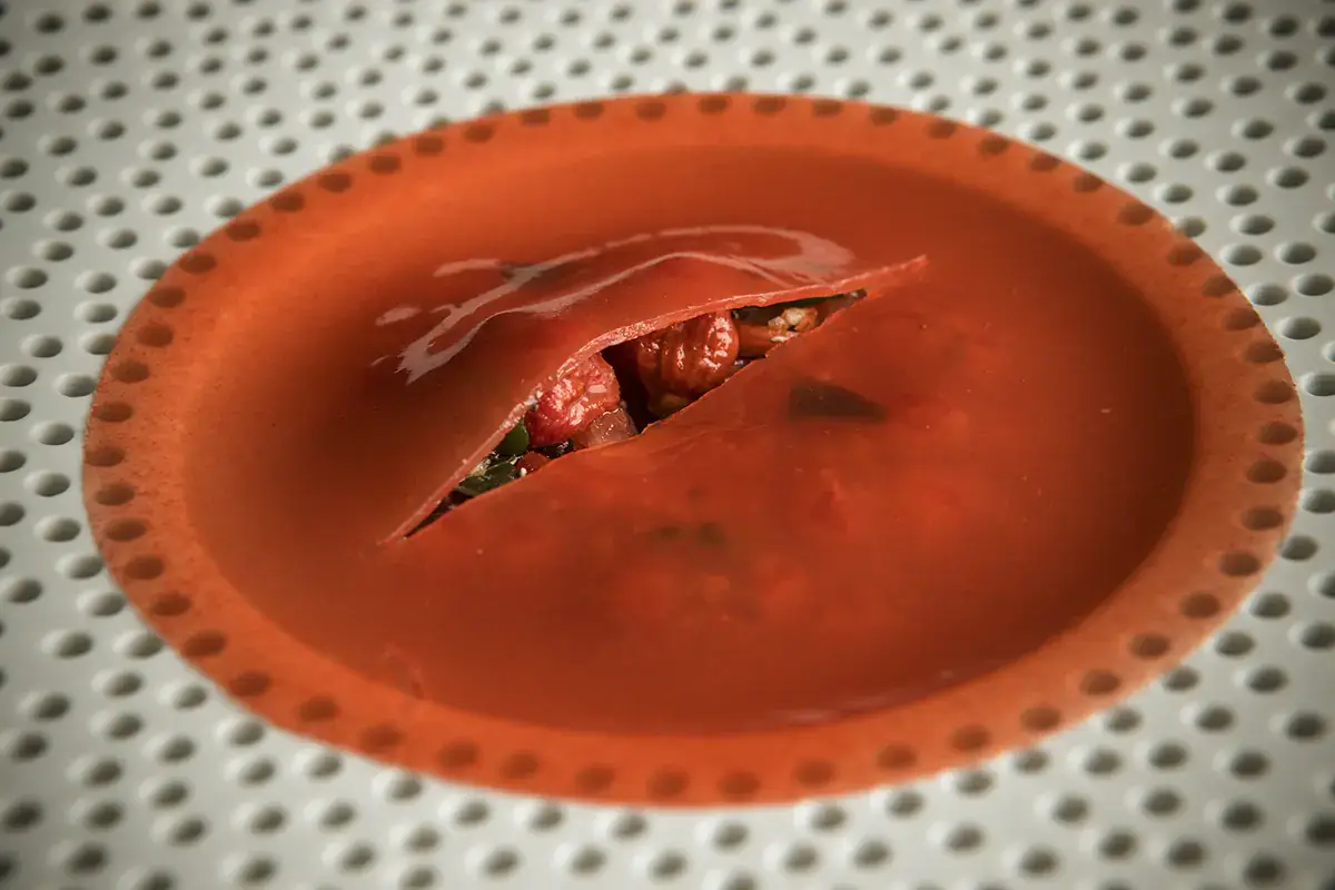 Uno dei piatti in menu: Fontana o pomodoro Da zero a due stelle, così Giovanni Salofra ha fatto risplendere i Tre Olivi