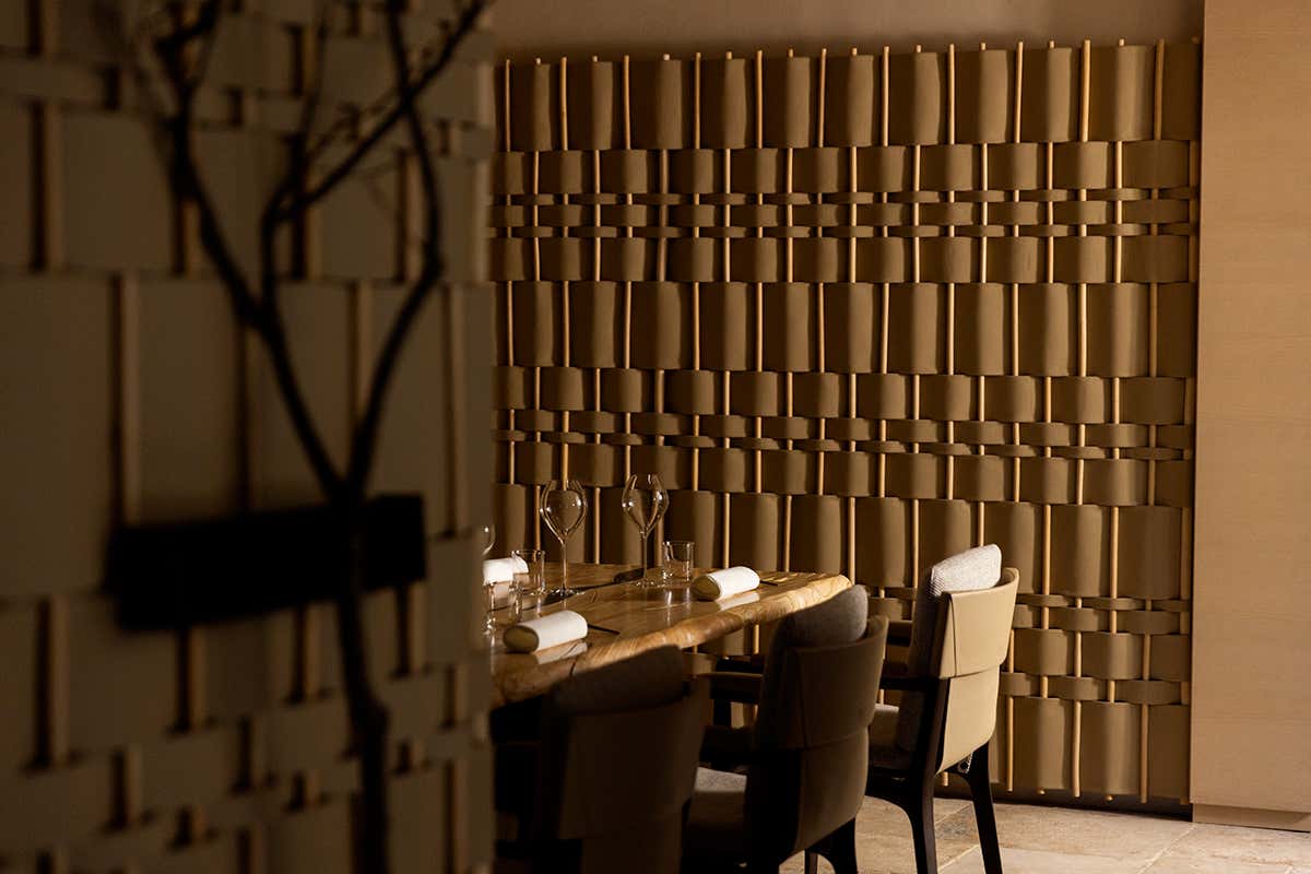 Un dettaglio della sala del ristorante Oreade