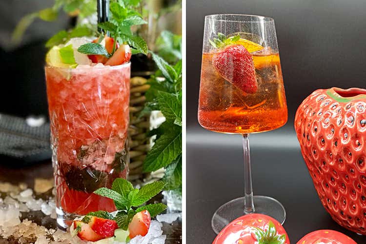 Mojito fragole e vaniglia; Strawberry veneziano - Fragola, la regina dell'estate d&agrave; pi&ugrave; gusto ai drink fatti in casa