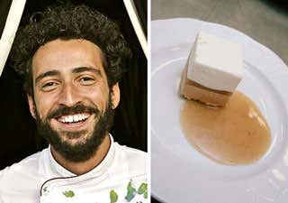 Franco Aliberti e il suo dessert In the Clouds (con copertura Bianco Domori) Franco Aliberti e il suo dessert In the Clouds (con copertura Bianco Domori)