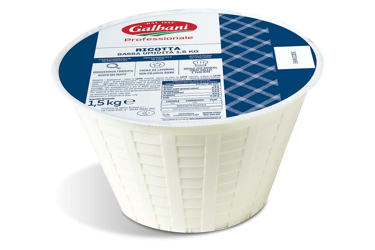 Ricotta Bassa Umidità da 1,5 kg Cresce la gamma Galbani per i professionisti