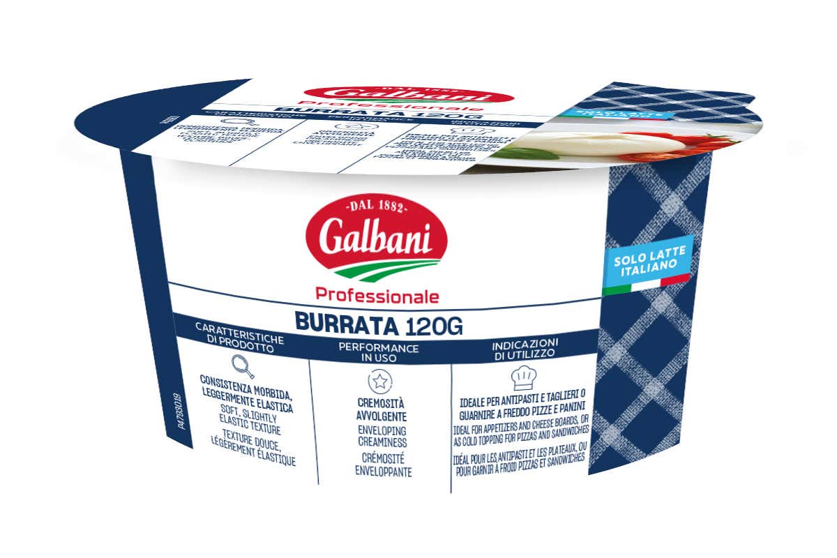 Il formato monoporzione da 120 g della nuova Burrata di Galbani Professionale è stato studiato per semplificare il lavoro in cucina