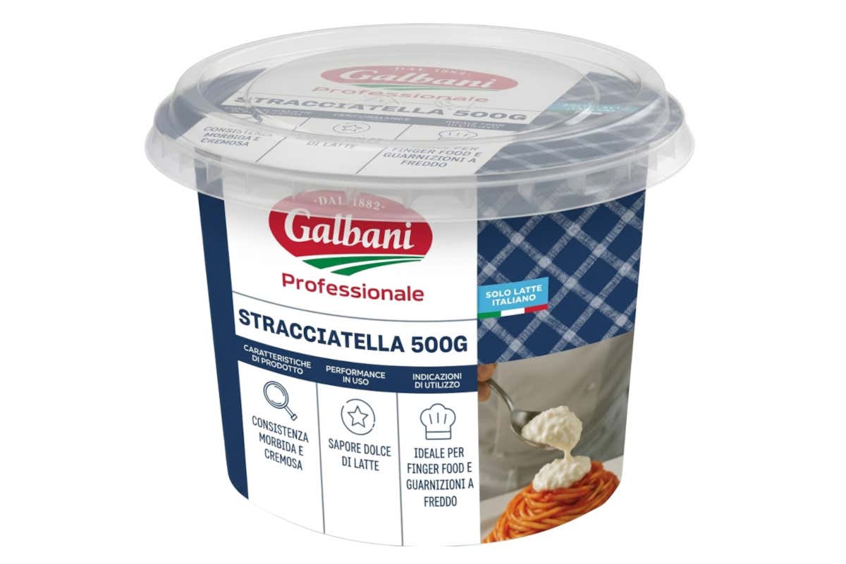 Il formato da 500 grammi, perfetto per la ristorazione, della Stracciatella di Galbani Professionale