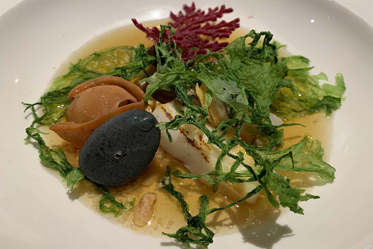 Gamberi, scampi, rombo, vongole e seppioline  Sara Preceruti: la vivacità entra nel piatto