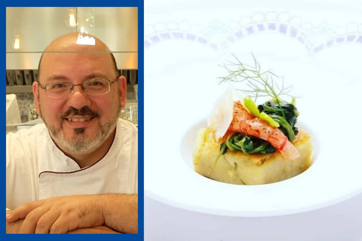 Giovanni Porretto con il suo Scacco di Macco La Pasqua gustosa dei cuochi di Euro-Toques