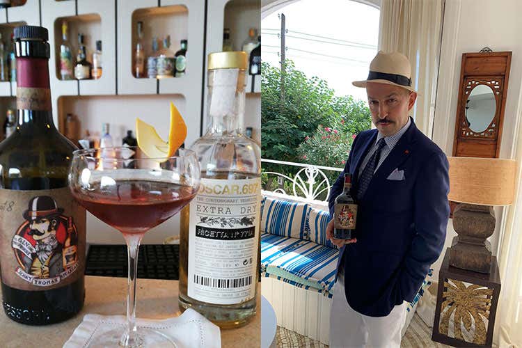 Gianluca Amato con il cocktail (Il cinema nel bicchiere Chiacchiere e distintivo)
