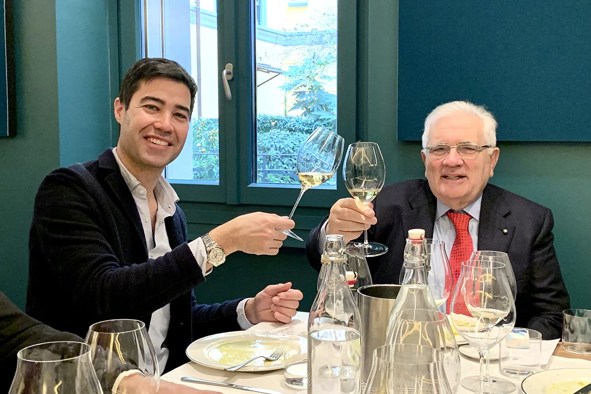 Gabriele Gorelli, Master of Wine, e Francesco Tornatore Gli Etna di Tornatore sposano la cucina di Pino Cuttaia