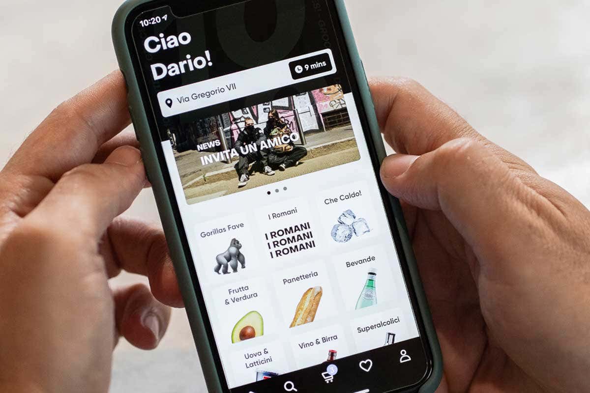 La schermata dell'app Gorillas Gorillas festeggia un anno di quick commerce. Presto anche a Torino