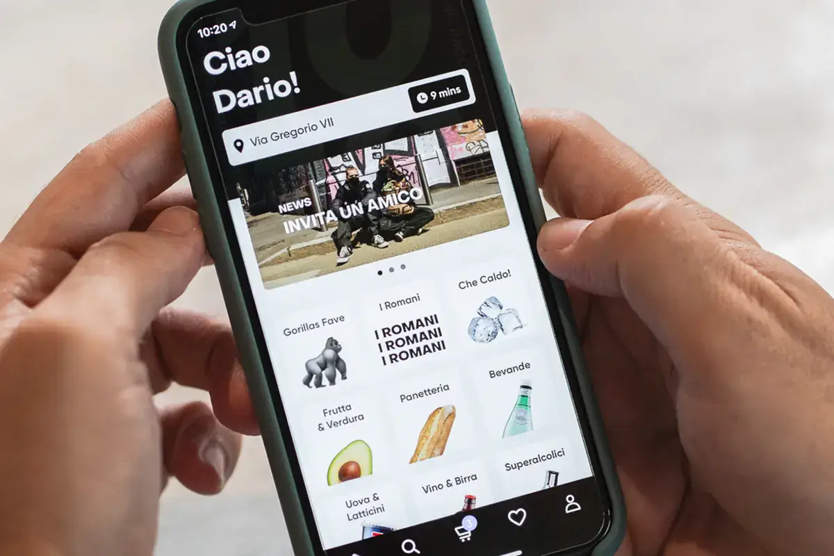 La schermata dell'app Gorillas Gorillas festeggia un anno di quick commerce. Presto anche a Torino