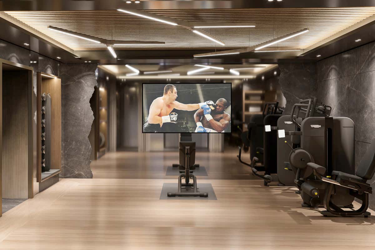 Un rendering della palestra del Grand Hotel Ampezzo