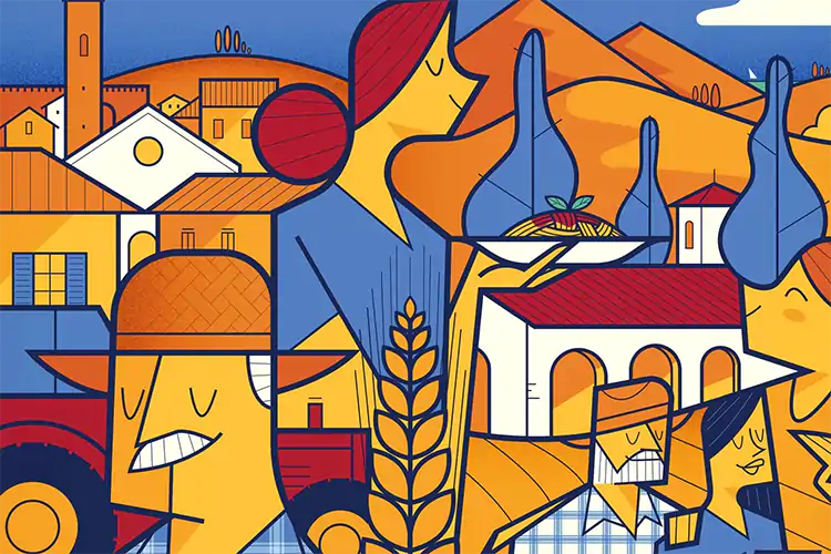 L'illustrazione di Ale Giorgini La pasta &egrave; un&rsquo;arte 11 illustratori per Barilla