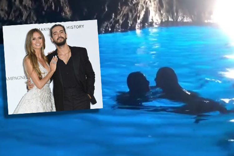Il bagno di Heidi Klum e del marito Tom Kaulitz nella Grotta Azzurra (Tuffo proibito nella Grotta Azzurra Maxi multa per Heidi Klum)