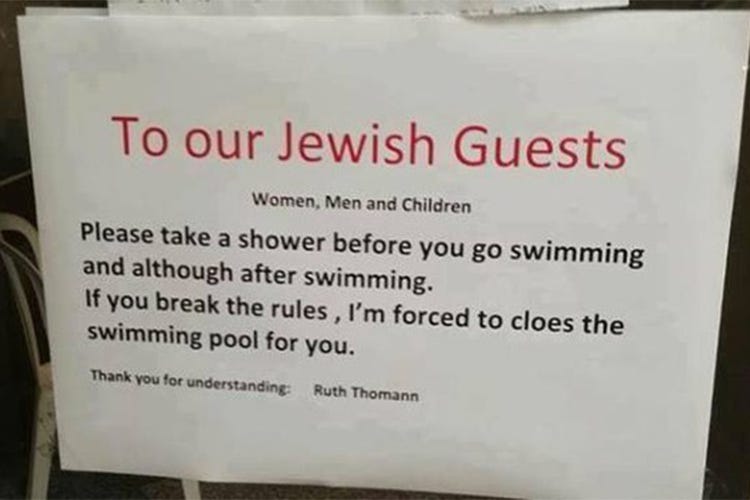 Cartello per clienti ebrei in hotel Caso diplomatico tra Svizzera e Israele