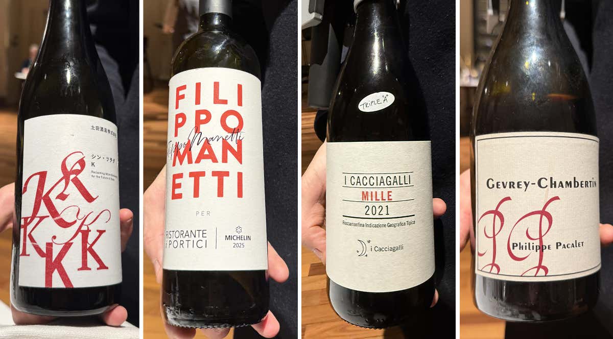 I vini della degustazione al ristorante I Portici