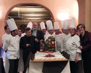 il team cuochi marche assieme al professor Cresti, al professor Pulsoni e Letizia carducci