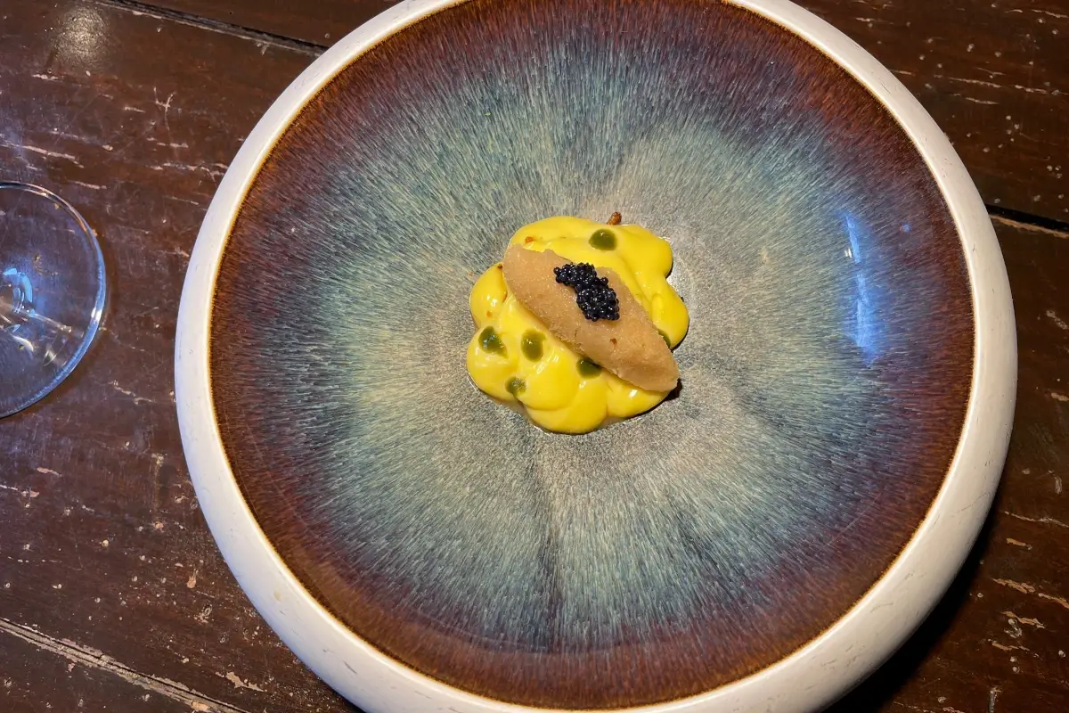 Gelato al miso, salicornia, caviale, yuzu Istintivo, giocoso, creativo: il nuovo menu de Il Tiglio di Montemonaco