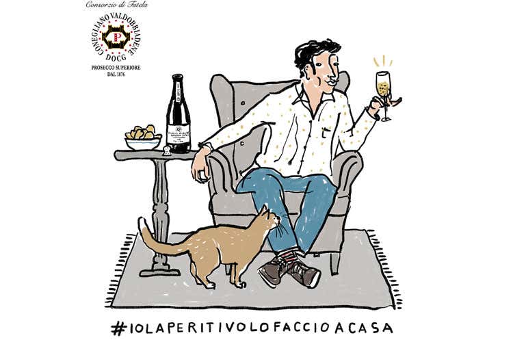 L'immagine della campagna scelta dal Consorzio - L’aperitivo? Fatelo a casa E le foto finiscono sui social