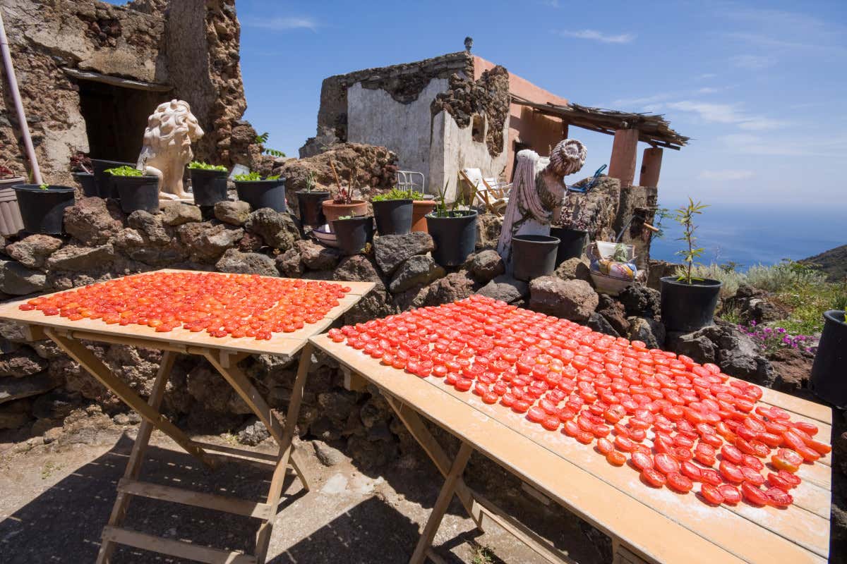 I pomodorini, insieme ad altri prodotti dell’orto e al pesce, sono autentici simboli delle Eolie