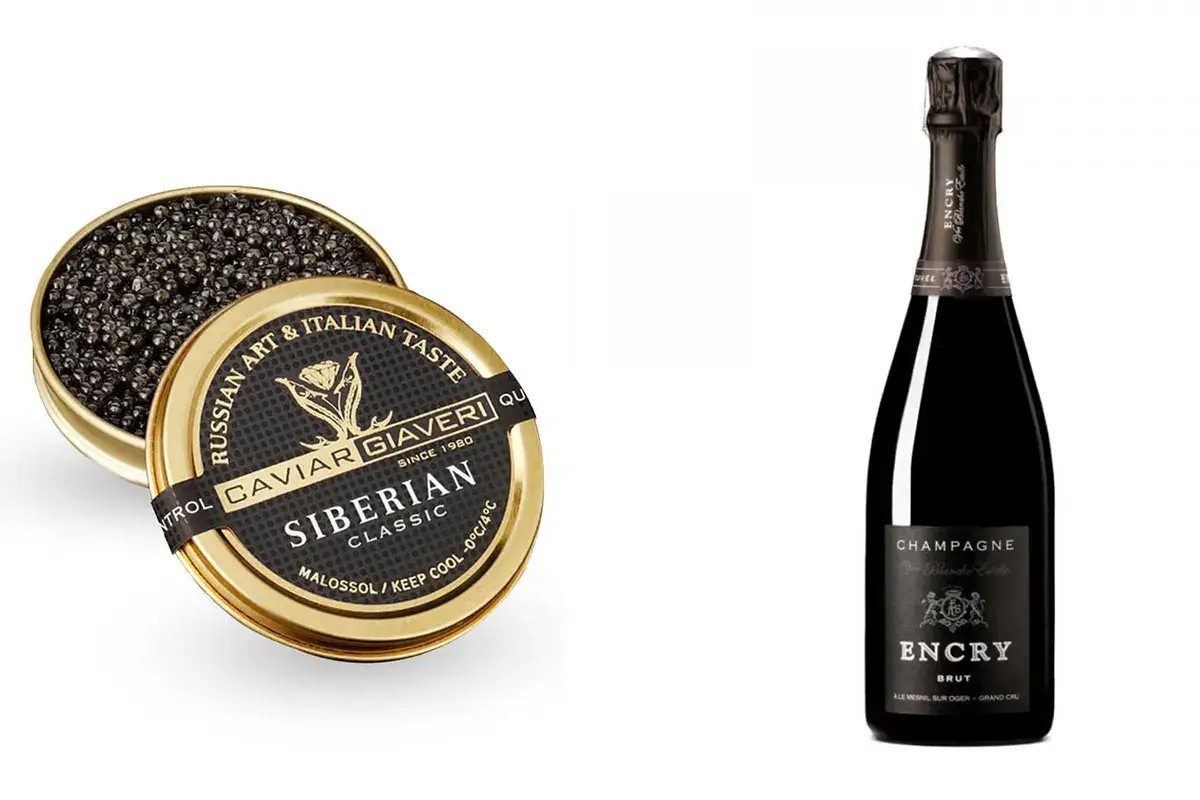 I protagonisti della serata Caviar Giaveri ed Encry Champagne, a Bergamo una serata d'eccellenza