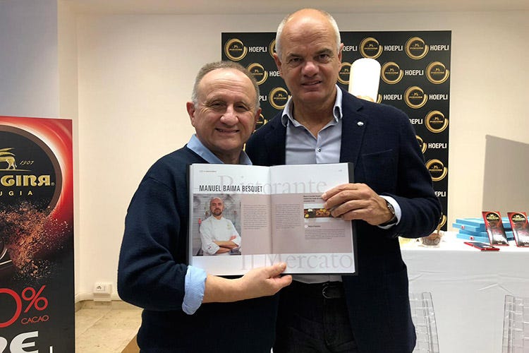 Giuseppe Vaccarini ed Enrico Derflingher (Un libro-tributo al nero fondente con le ricette dei soci Euro-Toques)