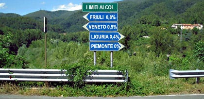 Lega del Friuli: federalismo etilico 
Limiti diversi per ogni regione? 