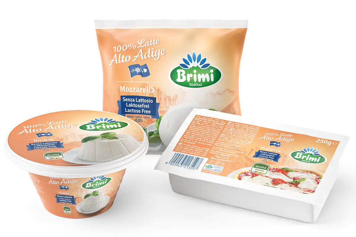 La linea senza lattosio di Brimi Mozzarella, panetto e ricotta Brimi senza lattosio