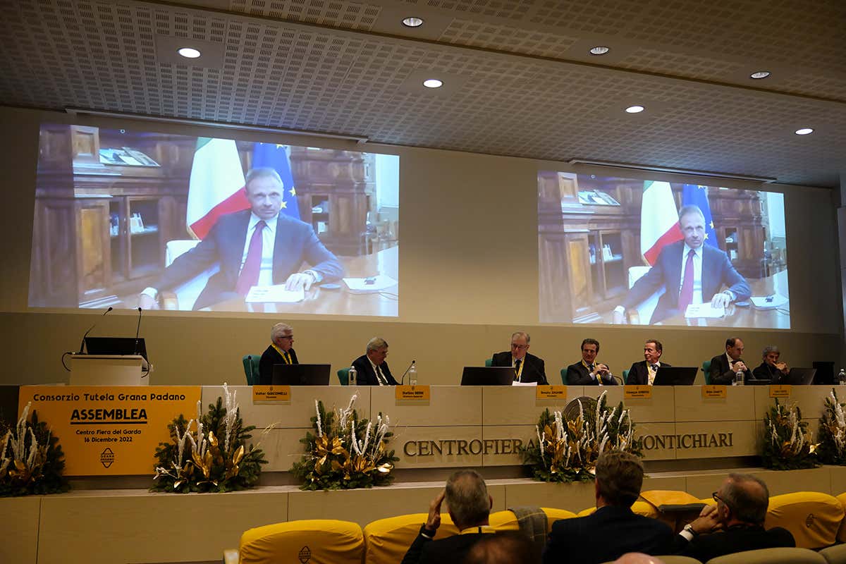 Il ministro Lollobrigida in collegamento da Roma con l'Assemblea del Consorzio Grana Padano Francesco Lollobrigida: &laquo;Grana Padano un lavoro eccezionale&raquo;