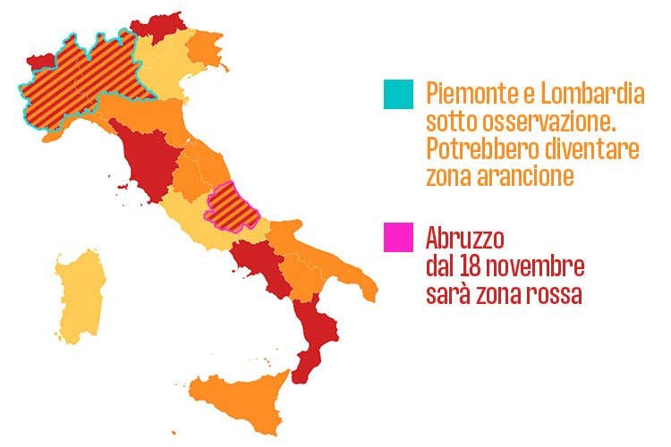 Come potrebbe cambiare la cartina colorata dell'Italia - Lombardia e Piemonte, dati in calo:  si spera nella zona arancione